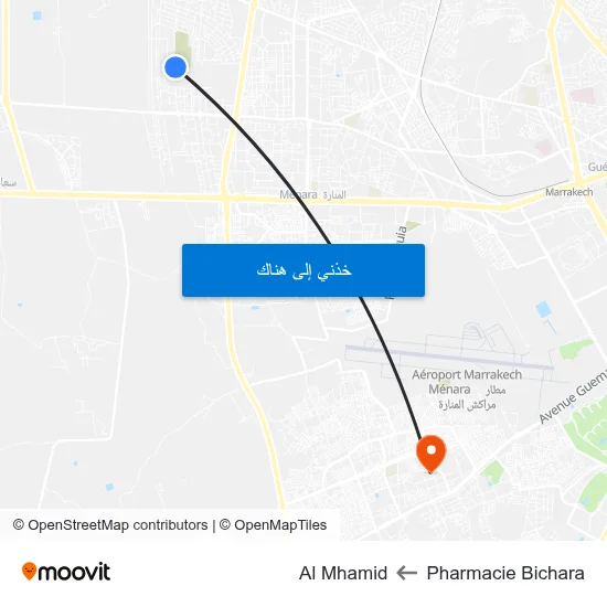 Pharmacie Bichara to Al Mhamid map