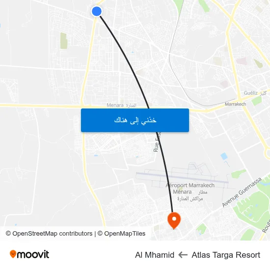Atlas Targa Resort to Al Mhamid map