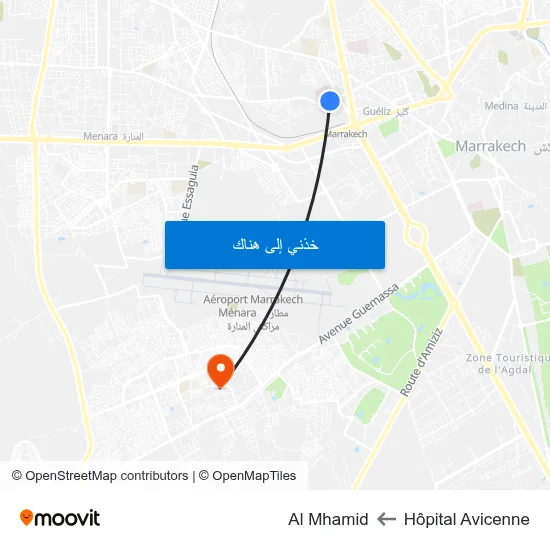Hôpital Avicenne to Al Mhamid map
