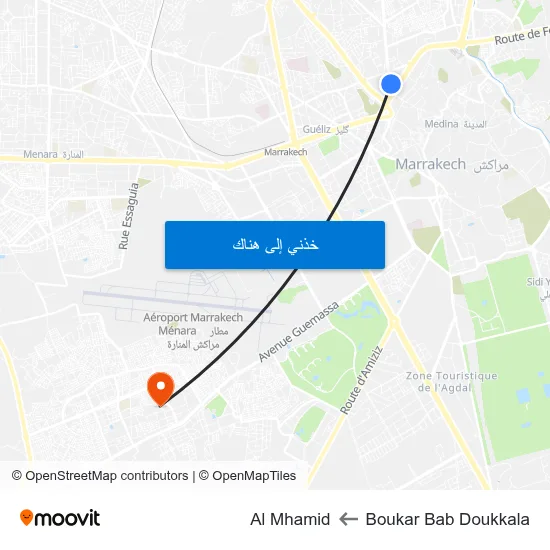 Boukar Bab Doukkala to Al Mhamid map