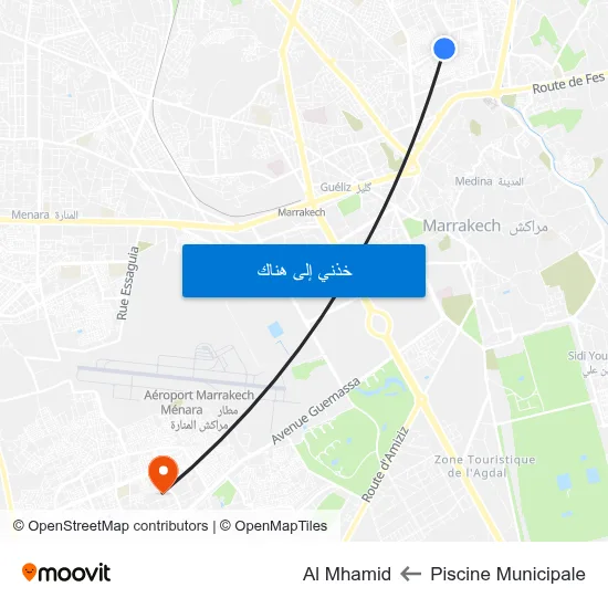 Piscine Municipale to Al Mhamid map
