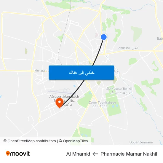 Pharmacie Mamar Nakhil to Al Mhamid map