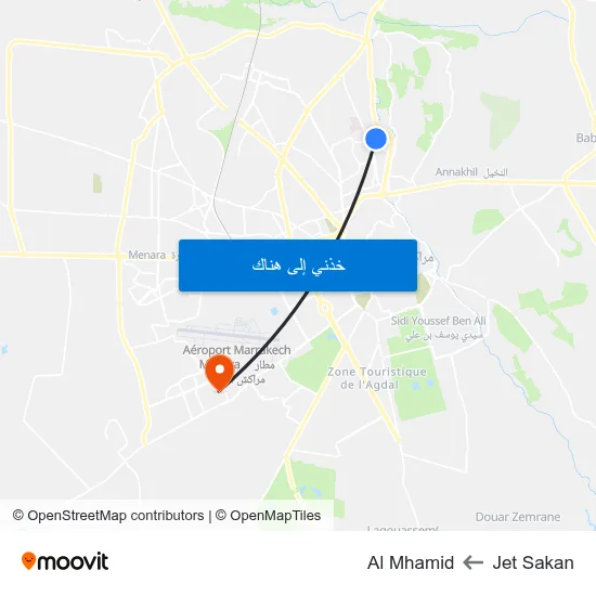 Jet Sakan to Al Mhamid map