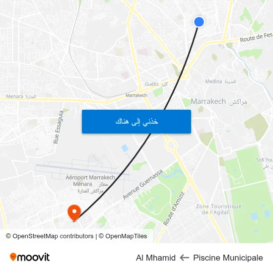 Piscine Municipale to Al Mhamid map