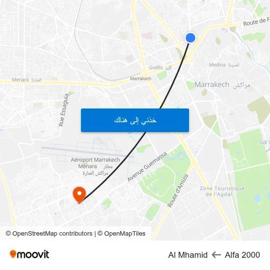 Alfa 2000 to Al Mhamid map
