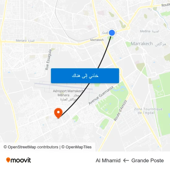 Grande Poste to Al Mhamid map