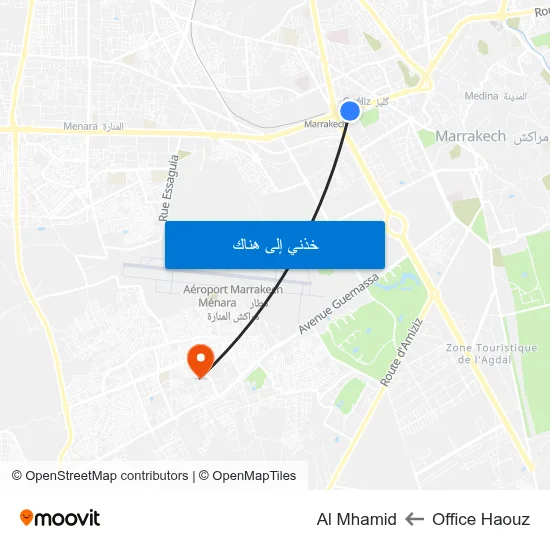 Office Haouz to Al Mhamid map