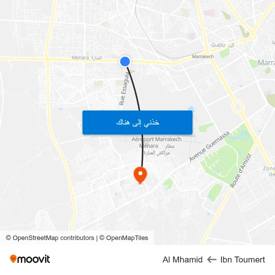 Ibn Toumert to Al Mhamid map