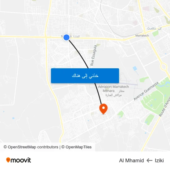 Iziki to Al Mhamid map