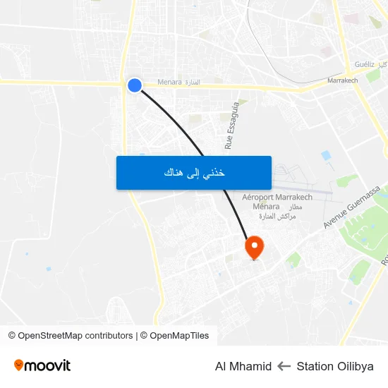 Station Oilibya to Al Mhamid map