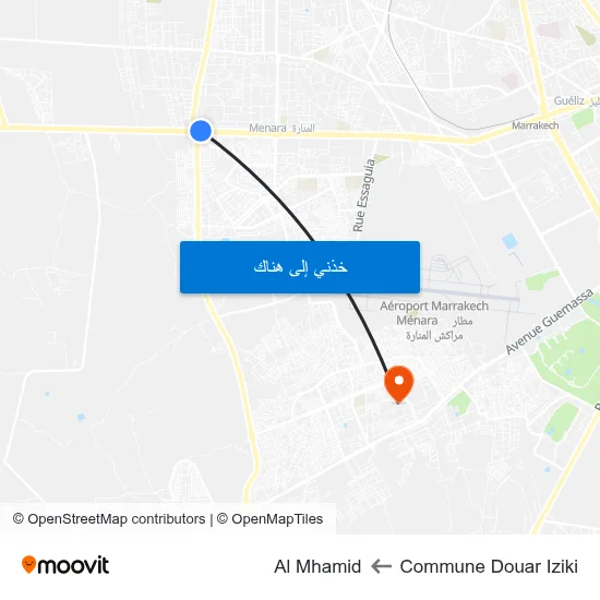 Commune Douar Iziki to Al Mhamid map