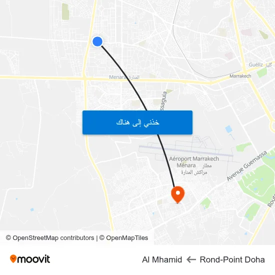 Rond-Point Doha to Al Mhamid map