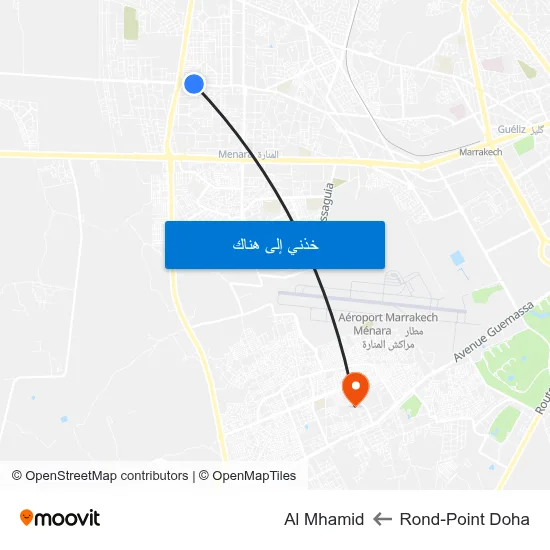 Rond-Point Doha to Al Mhamid map