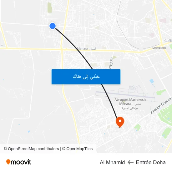 Entrée Doha to Al Mhamid map