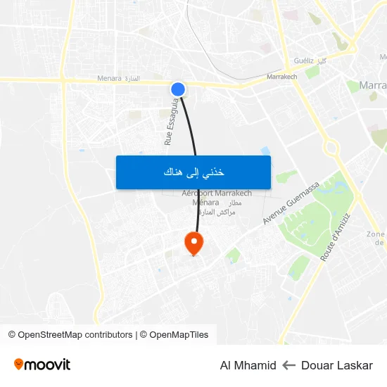 Douar Laskar to Al Mhamid map