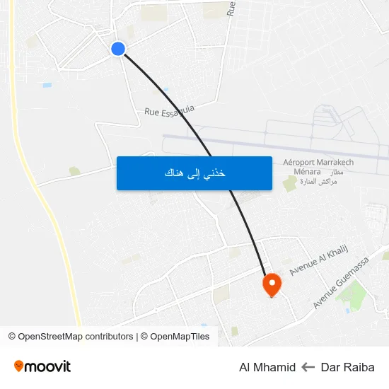 Dar Raiba to Al Mhamid map