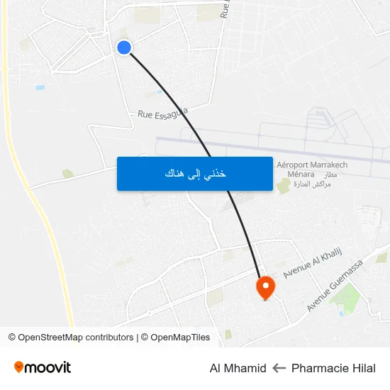 Pharmacie Hilal to Al Mhamid map
