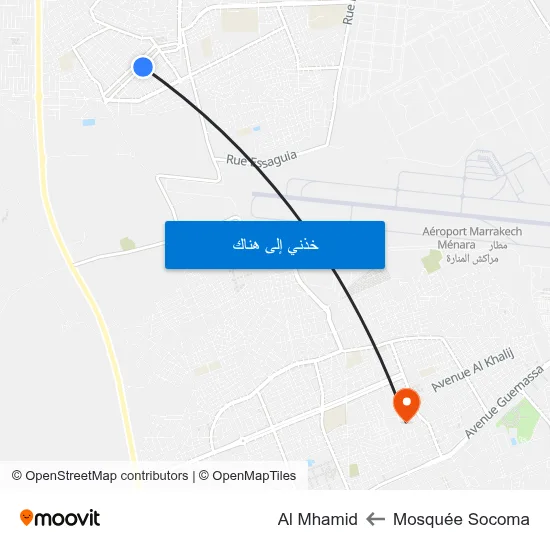 Mosquée Socoma to Al Mhamid map