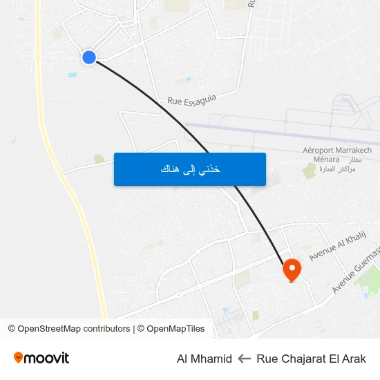 Rue Chajarat El Arak to Al Mhamid map