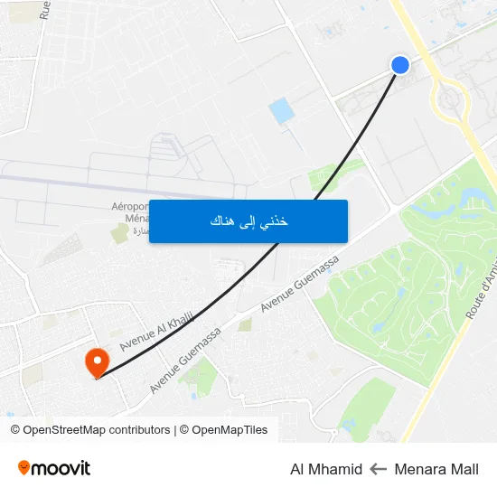 Menara Mall to Al Mhamid map