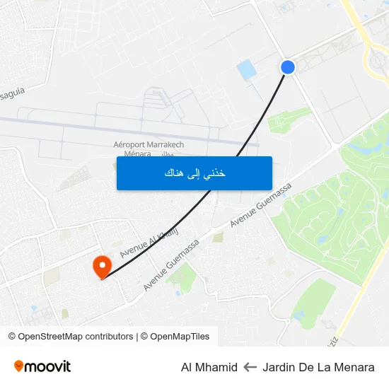 Jardin De La Menara to Al Mhamid map