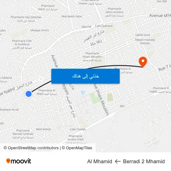 Berradi 2 Mhamid to Al Mhamid map