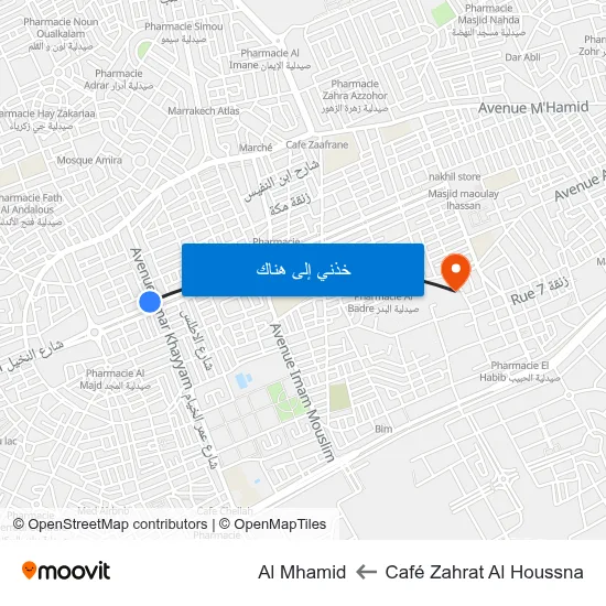 Café Zahrat Al Houssna to Al Mhamid map