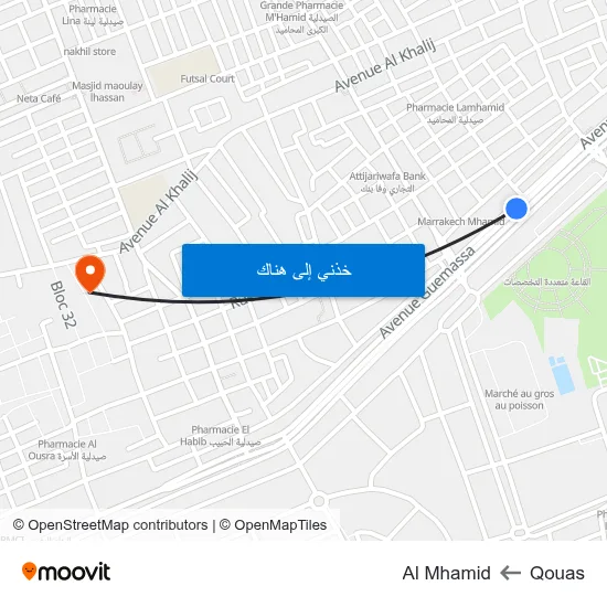 Qouas to Al Mhamid map