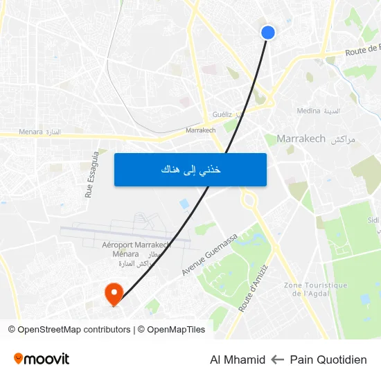 Pain Quotidien to Al Mhamid map