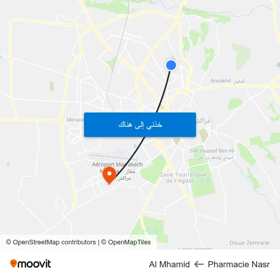 Pharmacie Nasr to Al Mhamid map