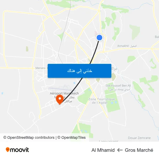 Gros Marché to Al Mhamid map