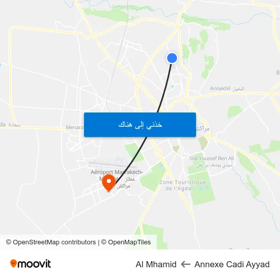 Annexe Cadi Ayyad to Al Mhamid map