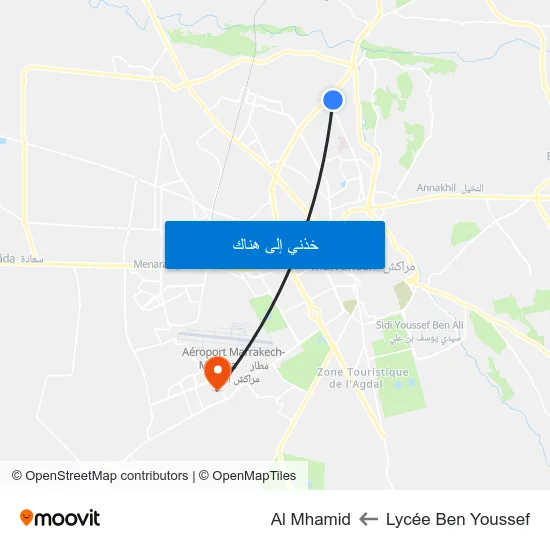 Lycée Ben Youssef to Al Mhamid map