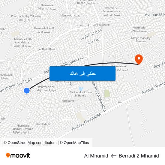 Berradi 2 Mhamid to Al Mhamid map