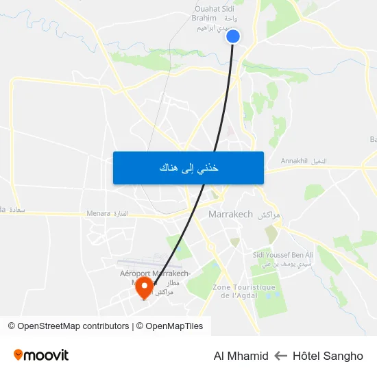 Hôtel Sangho to Al Mhamid map