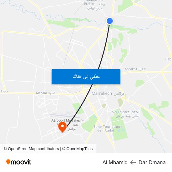 Dar Dmana to Al Mhamid map