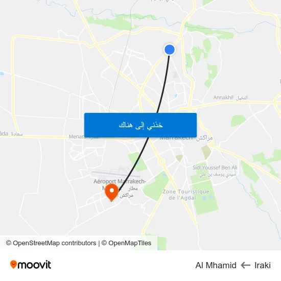 Iraki to Al Mhamid map