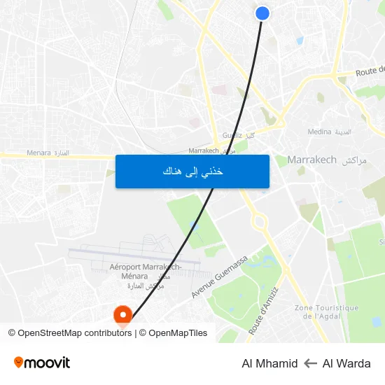 Al Warda to Al Mhamid map