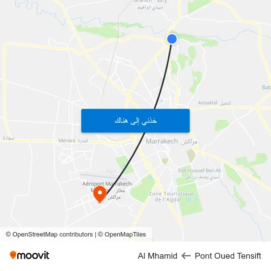 Pont Oued Tensift to Al Mhamid map