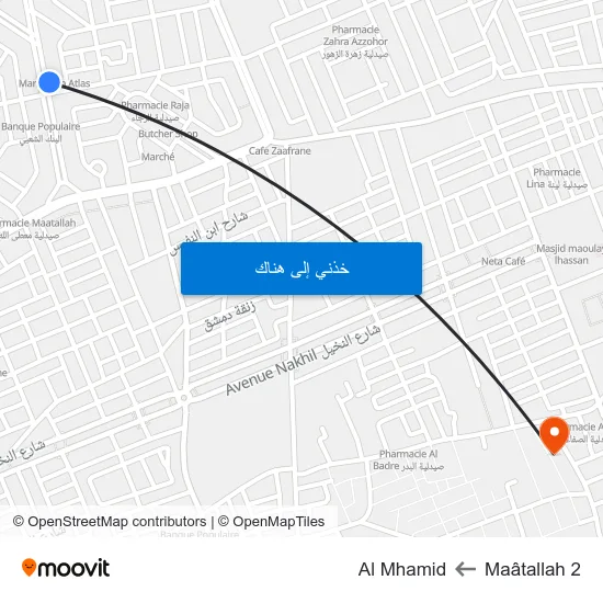 Maâtallah 2 to Al Mhamid map