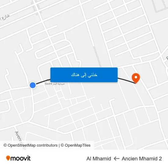 Ancien Mhamid 2 to Al Mhamid map