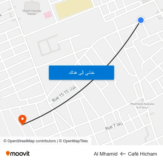 Café Hicham to Al Mhamid map