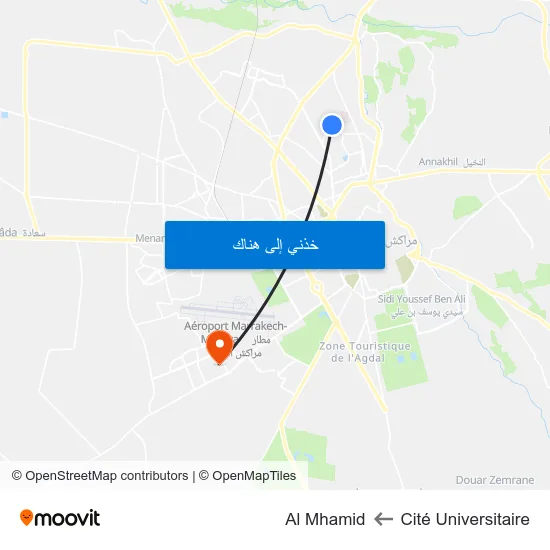 Cité Universitaire to Al Mhamid map
