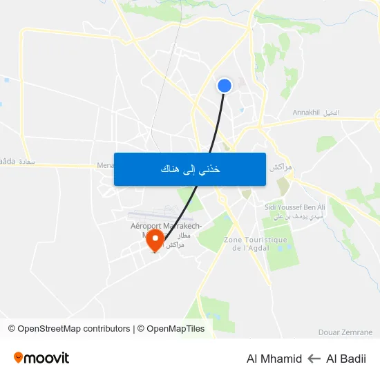 Al Badii to Al Mhamid map
