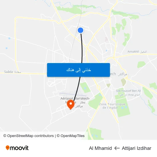 Attijari Izdihar to Al Mhamid map