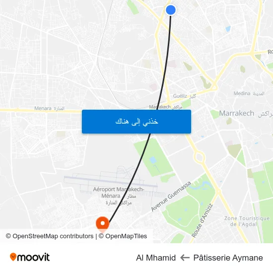 Pâtisserie Aymane to Al Mhamid map