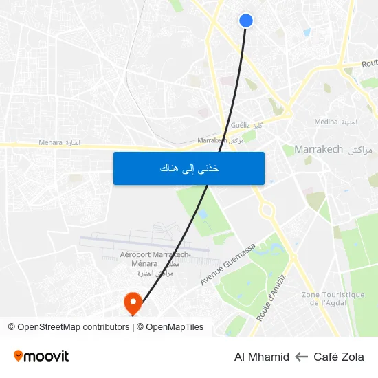 Café Zola to Al Mhamid map