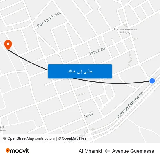 Avenue Guemassa to Al Mhamid map