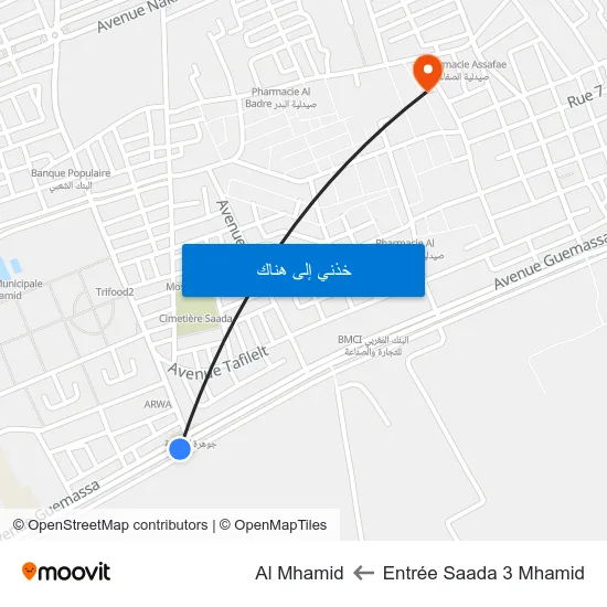 Entrée Saada 3 Mhamid to Al Mhamid map