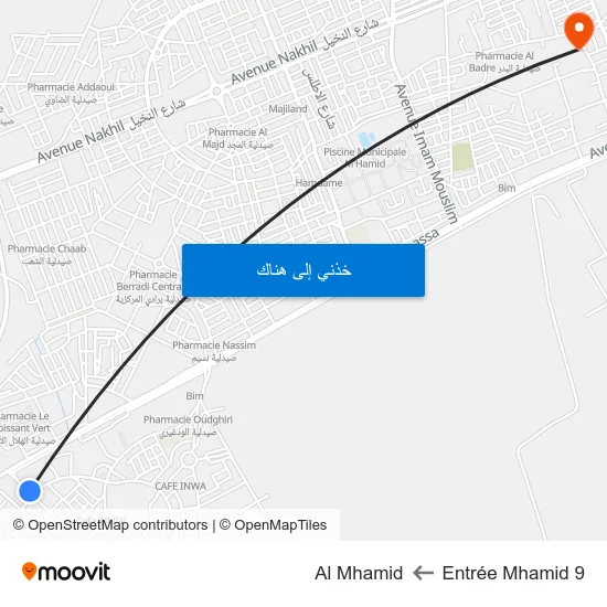 Entrée Mhamid 9 to Al Mhamid map